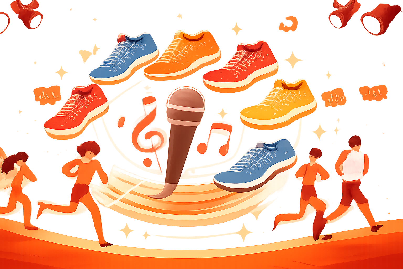 박서진이 신승태·안성훈·재하와 함께 트로트 러닝 크루를 꾸리고 10km 레이스 결과를 확인하는 장면을 표현한 대표 이미지