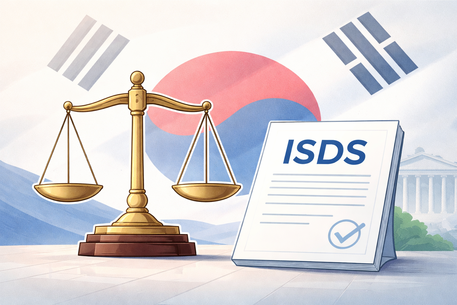 한국 정부의 ISDS 승소 소식과 국제투자분쟁 타임라인을 설명하는 뉴스형 대표이미지
