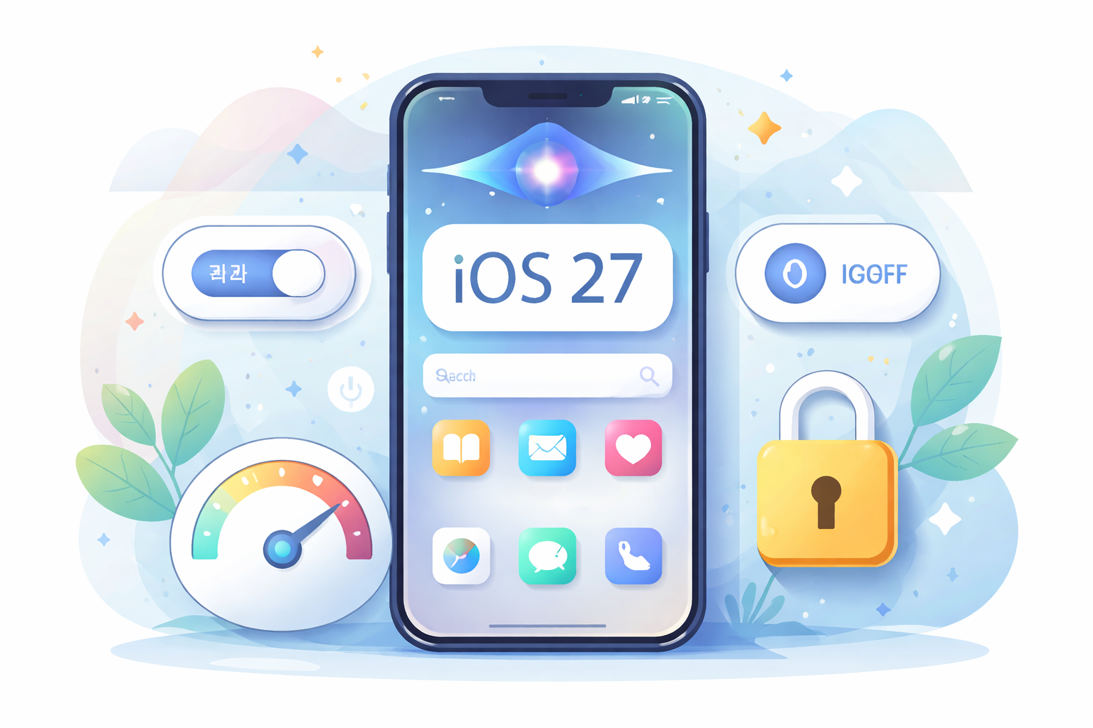 아이폰 화면에서 iOS 27 설정과 Apple Intelligence 옵션을 확인하는 모습