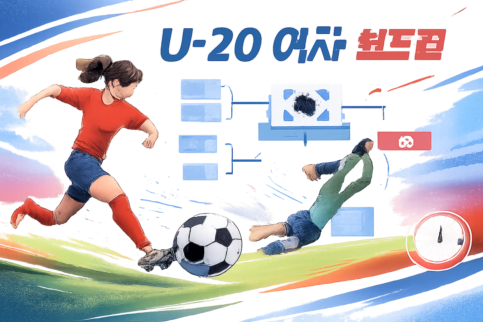 한국 U-20 여자 축구 대표팀이 경기 후 8강 진출을 축하하는 장면