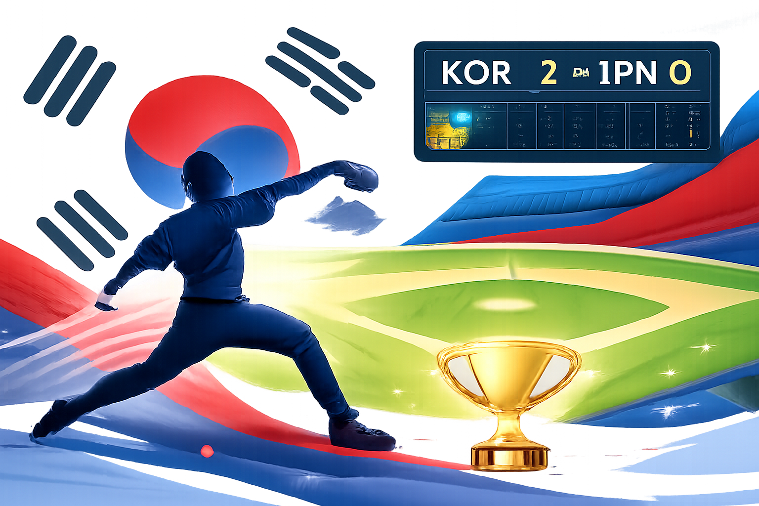 대만 타이베이돔에서 열린 U-18 아시아청소년야구선수권 결승에서 한국 대표팀이 일본을 꺾고 우승한 장면